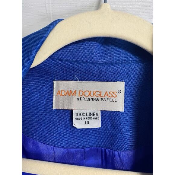 VTG Adam Douglass Adrianna Papell Studded Dbl Breasted Military Blazer Linen 14 - Picture 3 of 3